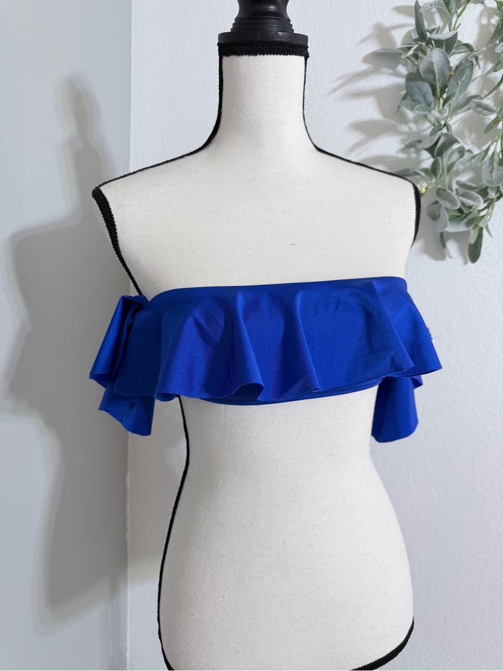 Milly Royal Blue Bandeau Ruffle Bikini Top, New!